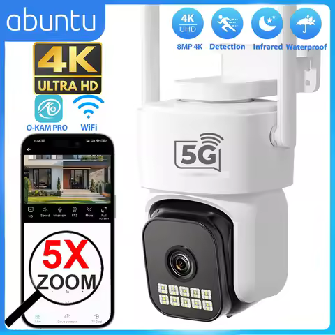8MP 4K PTZ Wifi Camera 5X Digital Zoom Outdoor Surveillance Camera Human Detection Night Vision 5G S
