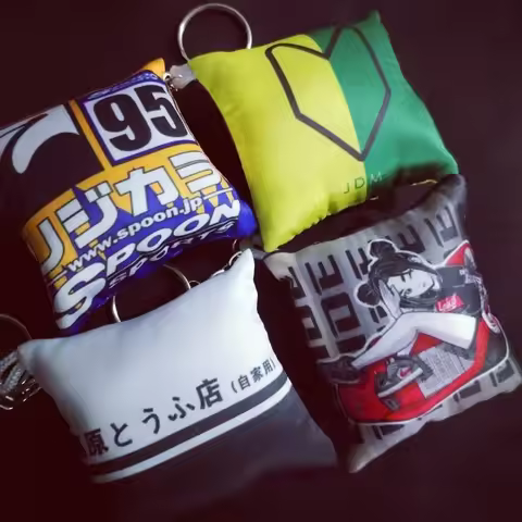 JDM Initial D Pillow Keychain Pendant Printed Fabric Pendant Bag Accessories Japanese Modified Spoon