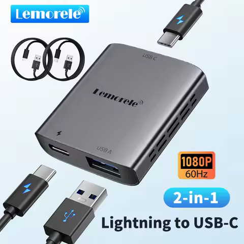 Lemorele Lightning to USB-C AR Glasses Adapter Type-C Hub Charging Converter USB Switcher AR Glasses