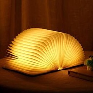 充電書燈臥室床頭燈摺疊小夜燈氛圍夜光木質書本燈睡眠伴睡燈臥室