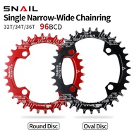 SNAIL Oval Round Chainring Single Chainring 96BCD 32T 34T 36T 38T For MTB