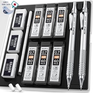 Nicpro 0.5mm & 0.7mm Mechanical Pencil Set with Case, Includes 4 HB Lead Refills, 2 Erasers, 9 Erase