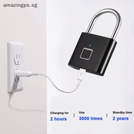 [amazingps] Smart Fingerprint Padlock Waterproof Biometric Fingerprint Keyless Door Lock USB Rechargeable Security Padlock For House Unlock [SG]