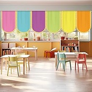 Hahafelt 6 Pcs School Classroom Daycare Curtains Back to Classroom Colorful Curtains Drapes for Firs