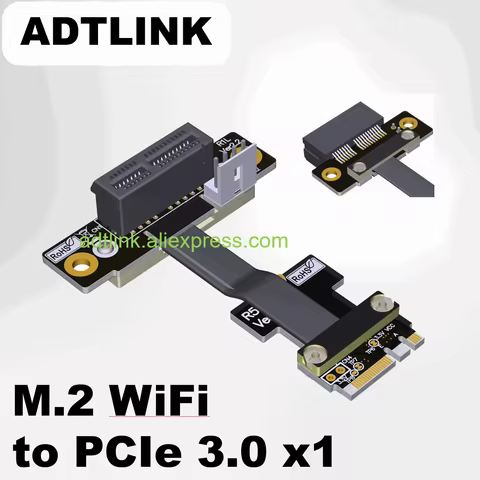 ADTLINK M.2 WiFi Key A.E. to PCIe x1 Riser Cable Male-to-Female Adapter x1 Wireless Card Gen3 M.2 A.
