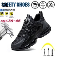 QLOCK Ready Stock Rotating Button Safety Shoes Steel Toe Men Sneakers Breathable Anti-Smashing Kasut