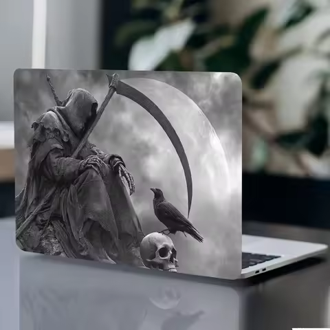 2 Reaper Sickle Laptop Case - Gothic Laptop Case with Hat Pattern, Scratch Resistant PVC Case, Compa