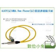 數位小兔【XLR3 公 轉6.3mm Phone 公 音訊連接線 2米】2M 音訊線 麥克風線 TACHII XLR