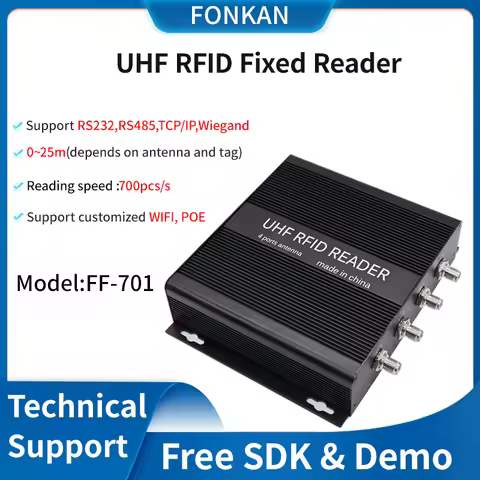 Long Range UHF RFID Reader 4Port Passive RFID Reader Fixed RFID UHF Tag Reader for Access Control Wa