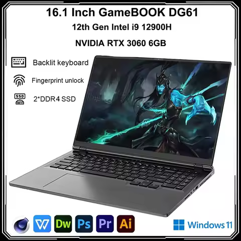 16.1 Inch Gaming Laptop NVIDIA RTX 3060 6G Intel i9-12900H 64GB DDR4 2TB SSD Windows11 144Hz RGB Key