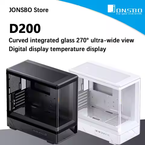 JONSBO D200 MATX Case (Column-Free Curved Sea View/240 Radiator/ATX Power Supply/Digital Display/Typ