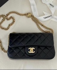 Chanel 23s 山茶花調節扣mini rectangular flap bag cf20 黑金