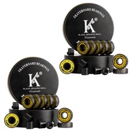 Premium Skateboard Bearings, 608rs Longboard Bearing Black Ceramic Balls - Titanium Coated - Precisi