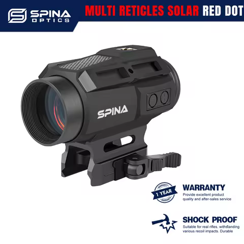 SPINA OPTICS 1x30 Solar Energy Red Dot Scope Optic Sight Two Transformation Point QD Mount AR CQB Si