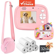 Instant Print Camera 48MP Digital Selfie 1080P Video With 32G Card 5 Roll Paper Bag Toys Gifts For C