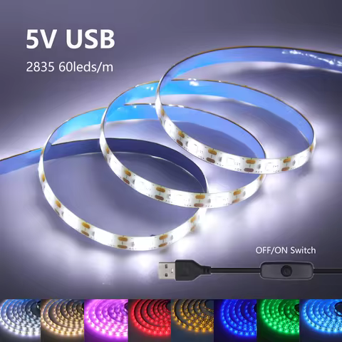 5V USB Led Strip Light SMD 2835 60Leds/m Flexible Ribbon Tape TV Background Lighting 1M 2M 3M 5M LED