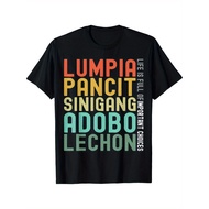 Men'S Casual Philippines Cuisine Graphic T-Shirt - "Pancito Singingang Adobo Lechon" Colorful Print,