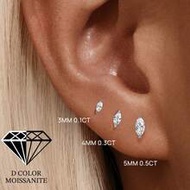 Unisex Moissanite Stud Earrings 0.1-0.3 Carat S925 Sterling Silver Hypoallergenic Wedding Jewelry D 