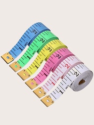 2 piezas 1,5 M Mini cinta métrica de plástico, cinta de banda de hebilla de metal de color aleatorio diario para coser tela a medida medida del cuerpo