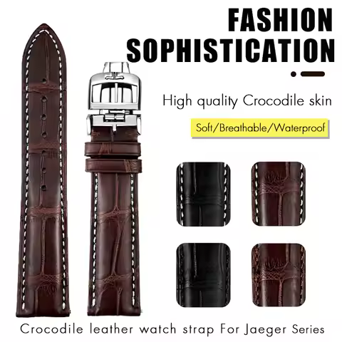 High Quality Crocodile Skin Leather Watchband 19mm 20mm 21mm 22mm 23mm for Longines Jaeger-LeCoultre