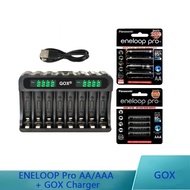 Panasonic Eneloop Pro 1.2V AA 2550mAh / AAA 950mAh NI-MH Rechargeable Battery + GOX 8-slot LCD Charg