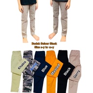 [Local Seller] 2y-12y Kids Seluar Slack  Long  Pant Budak Lelaki Dan Perempuan Unisex Kain Gettah Re
