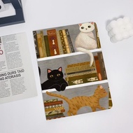 Cat on bookshelf iPad Air 5 2022 iPad 10 2022 iPad 9 case,iPad Pro 11" 12.9'' 2022 iPad Pro 12.9'' 2