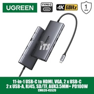 UGREEN 11 in 1 USB-C To HDMI/VGA/2×USB-C/2×USB-A/RJ45/SD/TF/3.5MM+PD100W (CM639-45520)