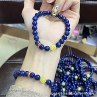 Women's Bracelet Original Natural Round Beads Silver Accessories S925Amber Emperor with Lapis Lazuli