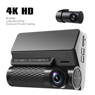 กล้องแดชแคมการขับขี่ F2 3นิ้ว4K + 1080P HD รถยนต์ DVR เลนส์มุมกว้าง G-Sensor จอถอยหลังการเชื่อมต่อแอ