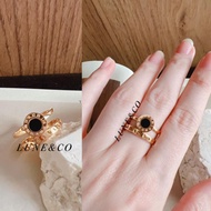 HITAM Cs324 Women's Ring Bvl Level Black Roman Titanium Stainless Steel Anti Allergy Durable High Qu