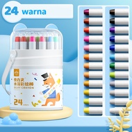 Kuailiwen Washable Silky Crayon 24 Colors Colorful Bucket Crayon Coloring Tool Color Set Children Wi