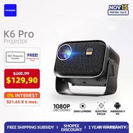 PULSAURA K6 Portable Mini Smart Projector 1080P 4K Decode Android 9.0 Wifi Projector 3IIJ