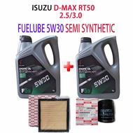 ISUZU D-MAX RT50 2.5 / 3.0  OIL FILTER + AIR FILTER + 2can FUELUBE 5W30 SEMI  SYNTHETIC  ENGINE OIL 