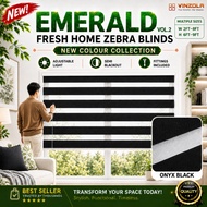 [VINZOLA] EMERALD VOL.2 ONYX BLACK Korea Zebra Blinds | Semi Blackout | W2FT–8FT H6FT–9FT | Langsir 