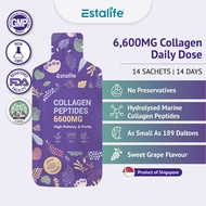 Estalife Collagen Peptides 6600MG | Vit C + Whitening Glutathione | Grape | Hydrolysed Marine 胶原蛋白
