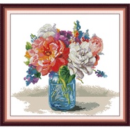 Joy Sunday Stamped Cross Stitch Ktis DMC Threads Chinese Cross Stitch Set DIY Needlework Embroidery Kit-Vases