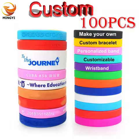100PCS Custom Wristband ID SOS Customizable Bracelets Printed Engraved Embossed Armband Sports Perso