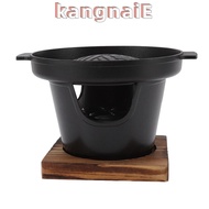 KANGNAI Hibachi Grill, Wood Aluminum Alloy Wooden Trivet Mini BBQ Grill, Durable Burner Stove Black 