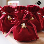 [SNNY] Candy Bag with Faux Pearl Creative Drawstring Christmas Wedding Jewelry Gift Storage Velvet Pouch for Birthday