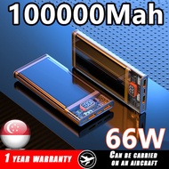 100000mAh Powerbank 66W Super Fast Charging Polymer Battery Transparent Cyberpunk Style Mini Powerbank LED Display