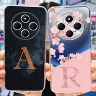 Redmi 14C Case Transparent Aesthetic Letter Flower Soft TPU Casing Xiaomi Redmi 14C Phone Case 6.88'