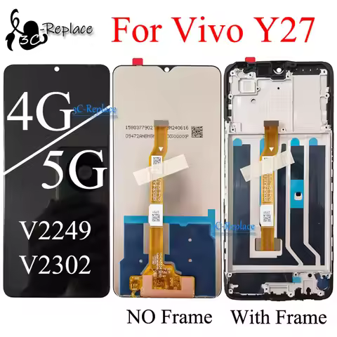 Black 6.64 Inch For Vivo Y27 4G V2249 Vivo Y27 5G V2302 LCD Display Touch Screen Digitizer Assembly 
