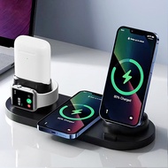 6 In 1 Wireless Charger Dock Station USB C Charger HUB สำหรับ Apple Watch 7 6 SE 5 Airpods Pro iPhone 12 13 14 11 Pro Max XS MAX XR 8 14 Plus Samsung S22 S21 S20 S10หมายเหตุ20 10 9 XIAOMI แท่นชาร์จเร็ว