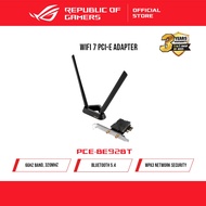 Asus PCE-BE92BT WiFi 7 PCI-E Adapter with 2 external antennas and magnetized base, supporting 6GHz b