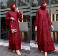 Ririn Maxy Dress Brukat Terbaru / Gamis Masa Kini / Gamis Pesta Modern / Gamis Brukat Tile Dotty //