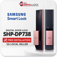 Samsung DP738 Premium Bluetooth Push Pull Digital Door Lock (2 Years Warranty) | In and Out Record | Free Installation and Delivery | 4 Way Authentication (Smart App | Fingerprint | RFID Card | Password)