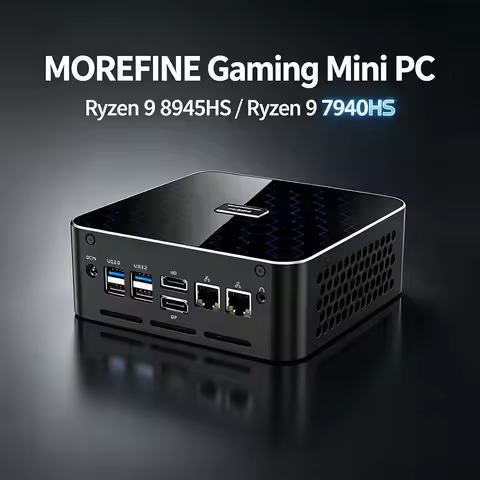 MOREFINE M600 Gaming Mini PC Ryzen 9 8945HS 7940HS USB4 2×2.5G LAN DDR5 2×NVMe 2.5'' SATA Windows 11