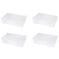 4X Plastic File Organizer Transparent Square Storage Box A4 Storage Box File Storage Box M