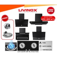 Livinox Chimney Hood 1400/1800m³/h Suction Power | Built-In Hob Set |  LCH-STONE-X-90BL LCH-MICA-X-9